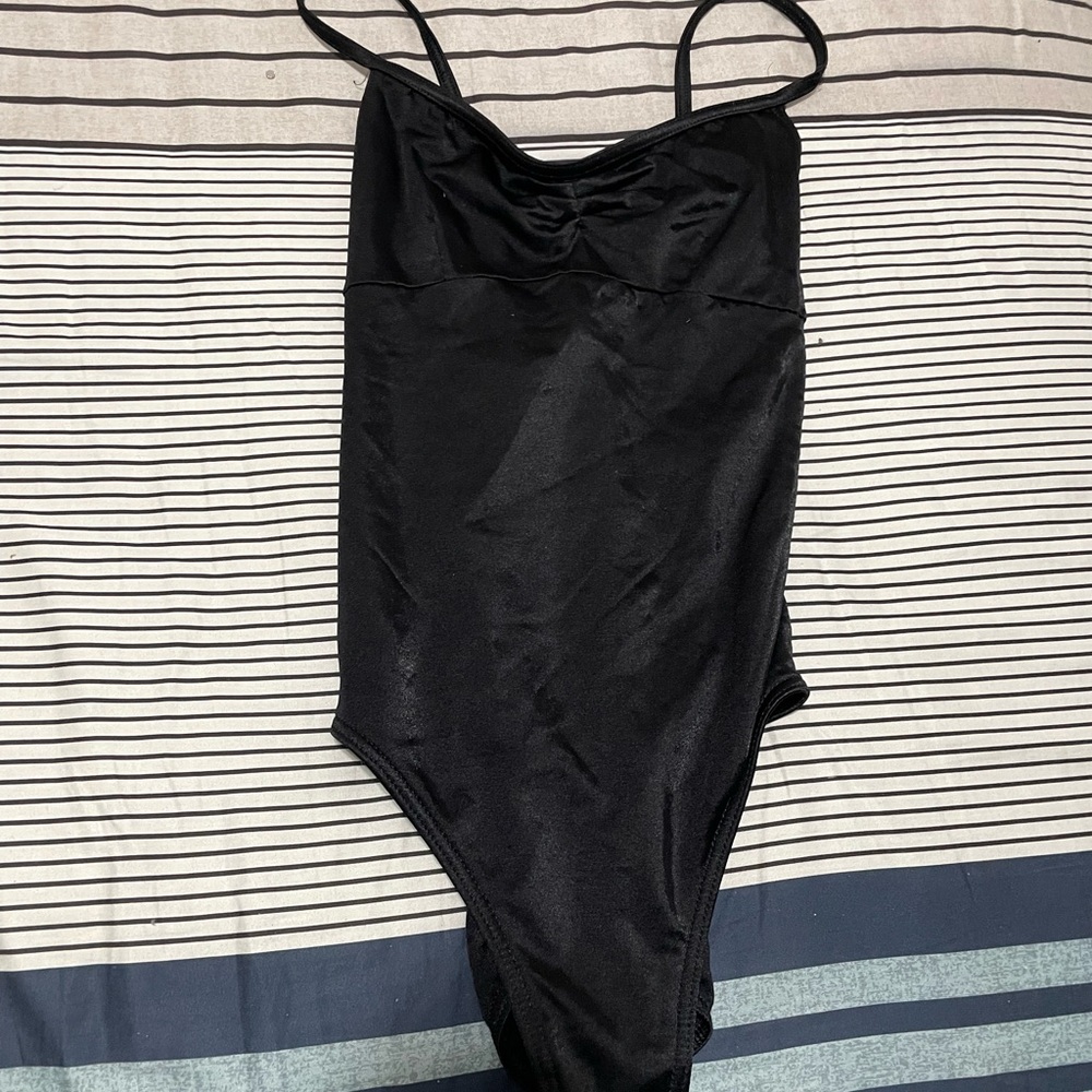 Black Spaghetti Strap Harmonie BodyWear Leotard